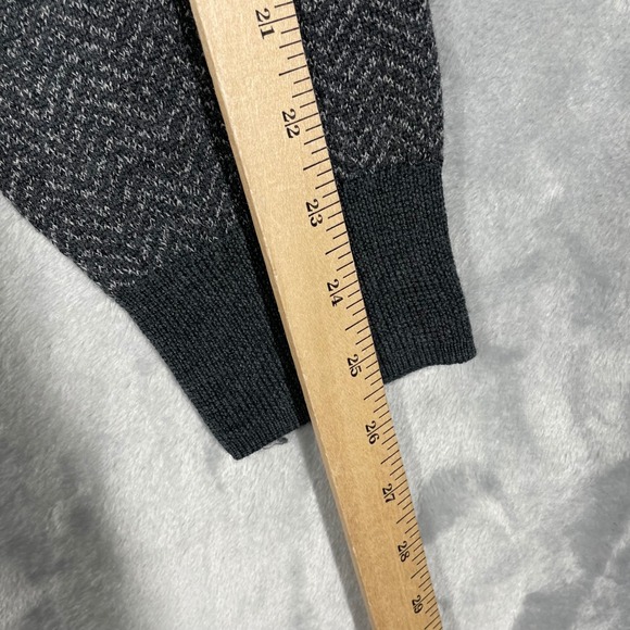 BONOBOS Men's Herringbone Quarter Zip Sweater 100% Merino Wool Gray Size M - Picture 7 of 9
